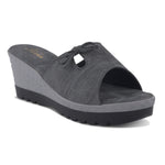 Load image into Gallery viewer, Women's Textured Wedge Heel Slide Sandals with Bow Detail