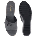 Load image into Gallery viewer, Women's Textured Wedge Heel Slide Sandals with Bow Detail