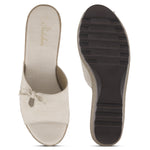 Load image into Gallery viewer, Women's Textured Wedge Heel Slide Sandals with Bow Detail