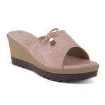 Load image into Gallery viewer, Women's Textured Wedge Heel Slide Sandals with Bow Detail