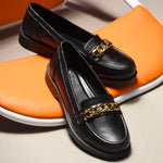Load image into Gallery viewer, Padchin Ladies Loafers with Chain Detailed | Comfortable and Trendy Slip-On Mules Wedges Women Footwear