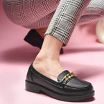 Load image into Gallery viewer, Padchin Ladies Loafers with Chain Detailed | Comfortable and Trendy Slip-On Mules Wedges Women Footwear