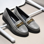 Load image into Gallery viewer, Padchin Ladies Loafers with Chain Detailed | Comfortable and Trendy Slip-On Mules Wedges Women Footwear