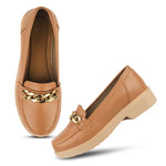 Load image into Gallery viewer, Padchin Ladies Loafers with Chain Detailed | Comfortable and Trendy Slip-On Mules Wedges Women Footwear