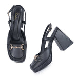 Load image into Gallery viewer, Smart Casual Embellished Square Toe Block Heel
