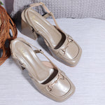 Load image into Gallery viewer, Smart Casual Embellished Square Toe Block Heel