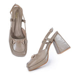 Load image into Gallery viewer, Smart Casual Embellished Square Toe Block Heel