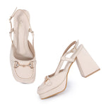 Load image into Gallery viewer, Smart Casual Embellished Square Toe Block Heel