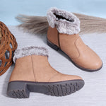 Load image into Gallery viewer, Block Heeled Zipper Closure Fur Accent Boots