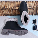Load image into Gallery viewer, Block Heeled Zipper Closure Fur Accent Boots