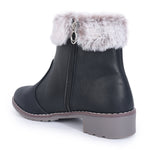 Load image into Gallery viewer, Block Heeled Zipper Closure Fur Accent Boots