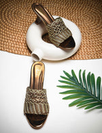 Load image into Gallery viewer, Padchin Womens Heels Knitted Open Toe Slim Heeled Mules for Casual and Formal Wear