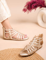 Load image into Gallery viewer, Padchin Flats Gladiator With Zip Closure For Women Sandals| High-Tops Sandal For Women