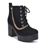 Load image into Gallery viewer, Padchin Women Block Heel Beige Boot With Zipper & Lace Up Style