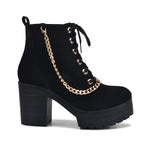 Load image into Gallery viewer, Padchin Women Block Heel Beige Boot With Zipper & Lace Up Style
