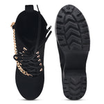Load image into Gallery viewer, Padchin Women Block Heel Beige Boot With Zipper & Lace Up Style
