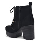 Load image into Gallery viewer, Padchin Women Block Heel Beige Boot With Zipper & Lace Up Style