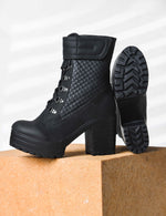 Load image into Gallery viewer, Padchin Women Block Heel Boot With Velcro Strap & Lace Up Style