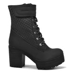 Load image into Gallery viewer, Padchin Women Block Heel Boot With Velcro Strap & Lace Up Style