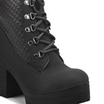 Load image into Gallery viewer, Padchin Women Block Heel Boot With Velcro Strap & Lace Up Style