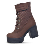 Load image into Gallery viewer, Padchin Women Block Heel Boot With Velcro Strap & Lace Up Style