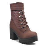Load image into Gallery viewer, Padchin Women Block Heel Boot With Velcro Strap & Lace Up Style