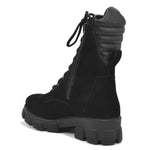 Load image into Gallery viewer, Padchin Women Block Heel Cream Boot With Chunky Lug Sole & Lace Up Style