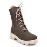 Load image into Gallery viewer, Padchin Women Block Heel Cream Boot With Chunky Lug Sole & Lace Up Style