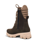 Load image into Gallery viewer, Padchin Women Block Heel Cream Boot With Chunky Lug Sole & Lace Up Style