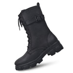 Load image into Gallery viewer, Padchin Womens Block Heel Beige Boot With Chunky Lug Sole and Decorative Side Buckle Style