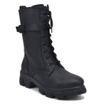 Load image into Gallery viewer, Padchin Womens Block Heel Beige Boot With Chunky Lug Sole and Decorative Side Buckle Style