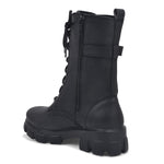 Load image into Gallery viewer, Padchin Womens Block Heel Beige Boot With Chunky Lug Sole and Decorative Side Buckle Style