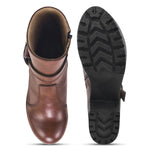 Load image into Gallery viewer, Padchin Women&#39;s Block Heel Boot | High ankle Monk Strap Tan Boots for Women
