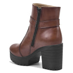 Load image into Gallery viewer, Padchin Women&#39;s Block Heel Boot | High ankle Monk Strap Tan Boots for Women
