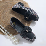 Load image into Gallery viewer, Women's Printed Loafers with Bow Detail Comfortable Slip-On Casual Flat Loafers shoes
