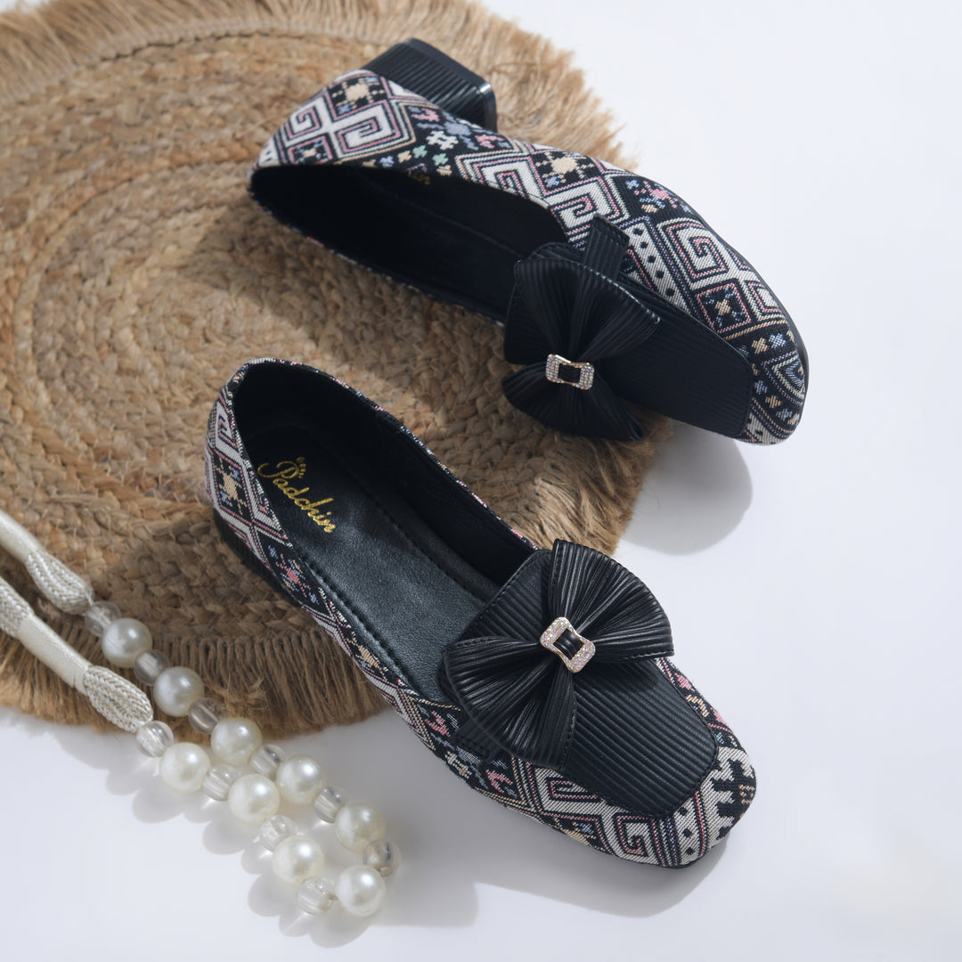 Women's Printed Loafers with Bow Detail Comfortable Slip-On Casual Flat Loafers shoes