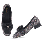 Load image into Gallery viewer, Women's Printed Loafers with Bow Detail Comfortable Slip-On Casual Flat Loafers shoes