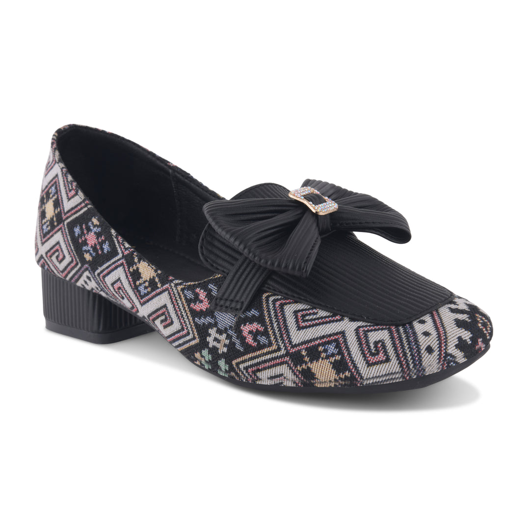 Women's Printed Loafers with Bow Detail Comfortable Slip-On Casual Flat Loafers shoes