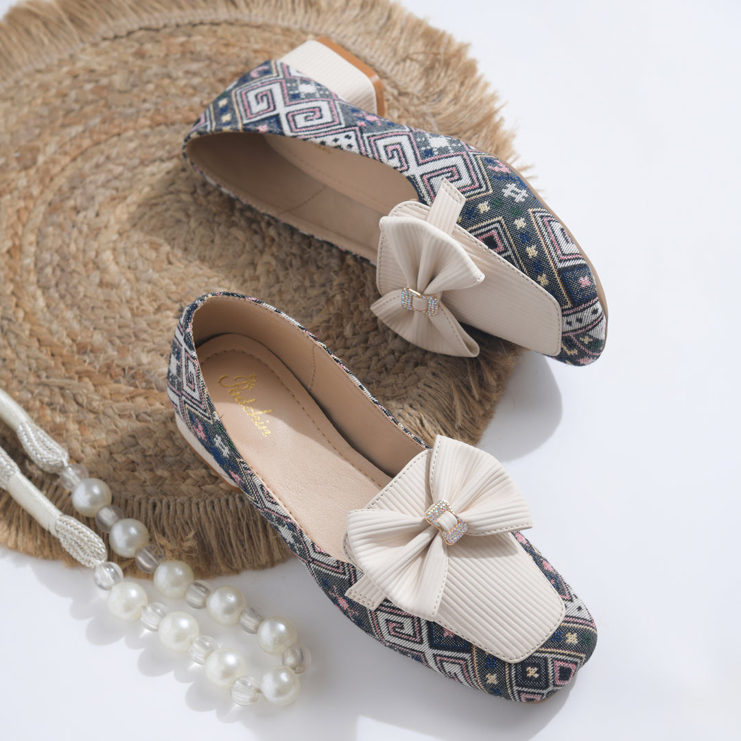 Women's Printed Loafers with Bow Detail Comfortable Slip-On Casual Flat Loafers shoes