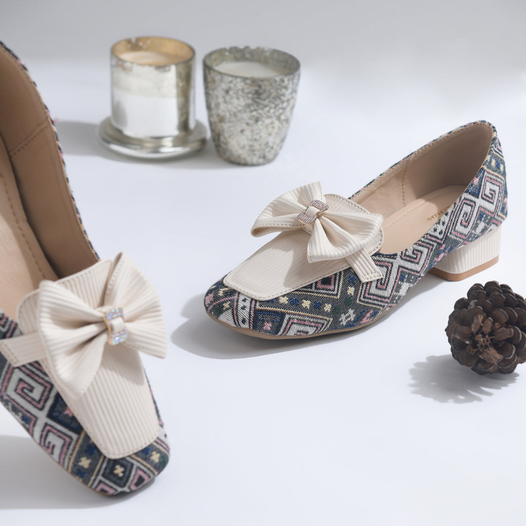 Women's Printed Loafers with Bow Detail Comfortable Slip-On Casual Flat Loafers shoes