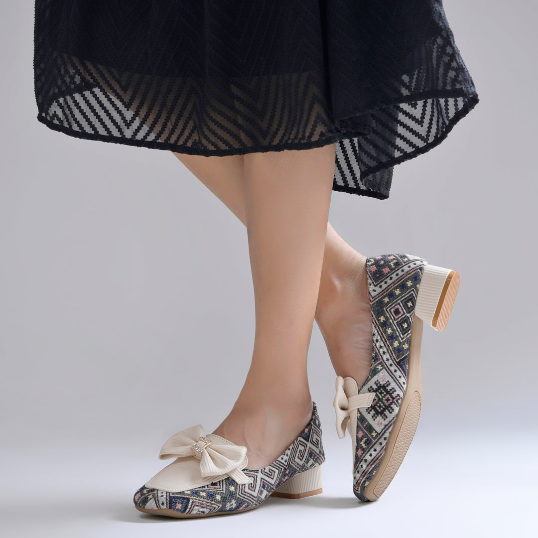 Women's Printed Loafers with Bow Detail Comfortable Slip-On Casual Flat Loafers shoes