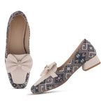 Load image into Gallery viewer, Women's Printed Loafers with Bow Detail Comfortable Slip-On Casual Flat Loafers shoes