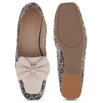 Load image into Gallery viewer, Women's Printed Loafers with Bow Detail Comfortable Slip-On Casual Flat Loafers shoes