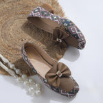 Load image into Gallery viewer, Women's Printed Loafers with Bow Detail Comfortable Slip-On Casual Flat Loafers shoes