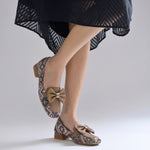 Load image into Gallery viewer, Women's Printed Loafers with Bow Detail Comfortable Slip-On Casual Flat Loafers shoes