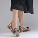 Load image into Gallery viewer, Women's Printed Loafers with Bow Detail Comfortable Slip-On Casual Flat Loafers shoes