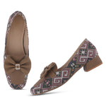 Load image into Gallery viewer, Women's Printed Loafers with Bow Detail Comfortable Slip-On Casual Flat Loafers shoes