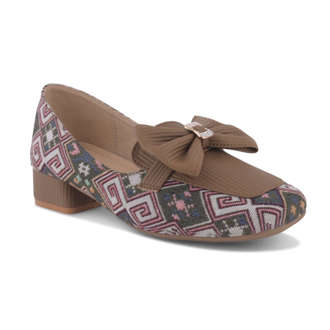 Women's Printed Loafers with Bow Detail Comfortable Slip-On Casual Flat Loafers shoes