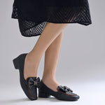 Load image into Gallery viewer, Women's Bow Detail Loafers Slip-On Square Toe Flat Loafer Shoes
