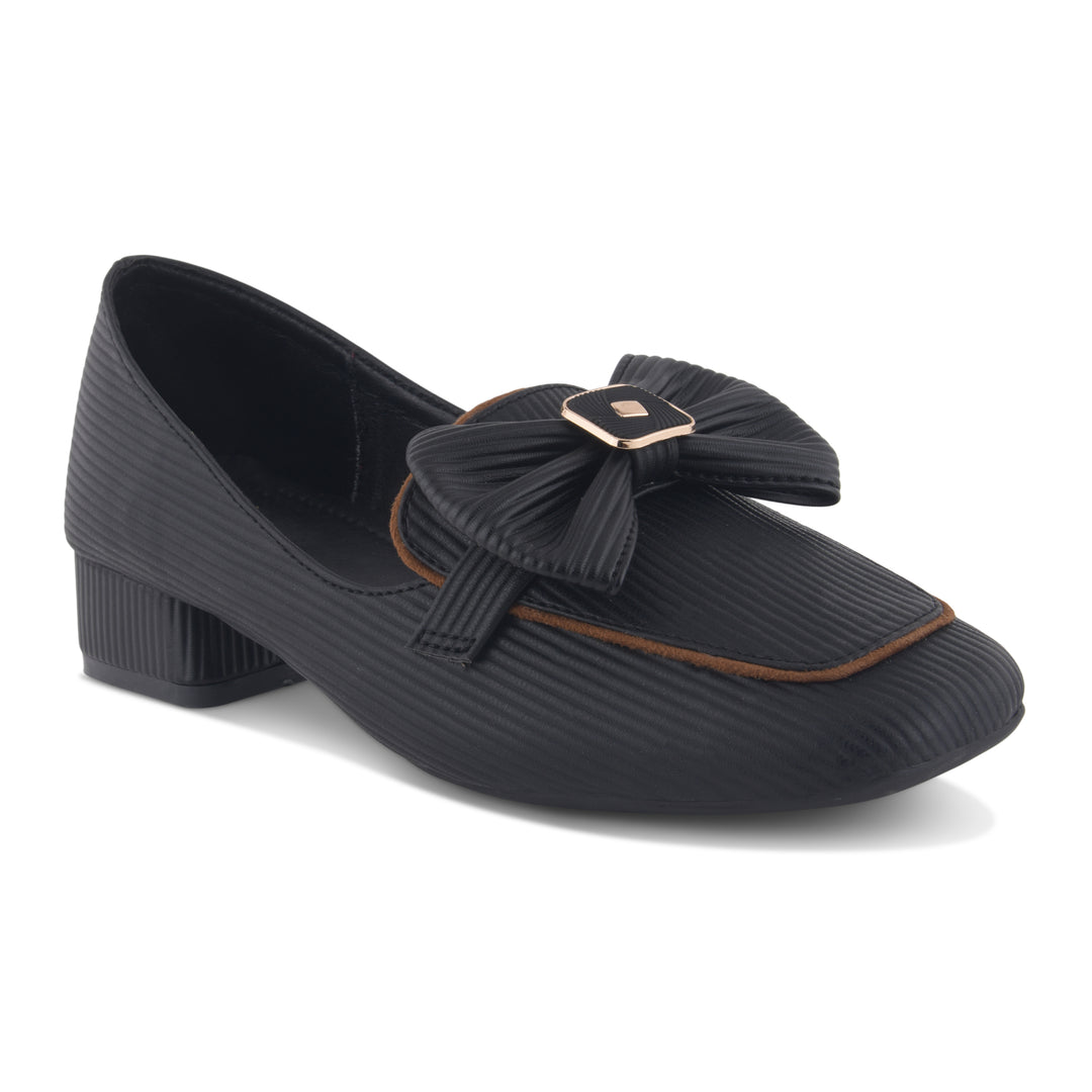 Women's Bow Detail Loafers Slip-On Square Toe Flat Loafer Shoes